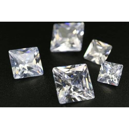 1Pcs Multiple Size Square Princess Cut Moissanite Stone Faceted Imitated Diamond Loose Gemstone for DIY Engagement Ring 4140014