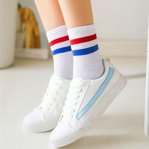 5 Pairs Women Socks White Black Sports Sock School Girls Harajuku Cotton Socks Female Autumn Striped Fashion Lady Casual Socks