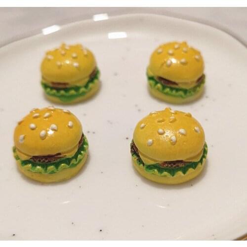 8pcs 16/22mm Resin Simulation Food Miniature Hamburger Flatback Cabochon for Phone Decoration, Scrapbooking DIY Dollhouse Decor