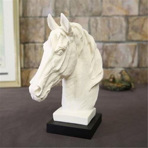 ABSTRACT WHITE HORSE HEAD SCULPTURE ANIMAL RESIN STATUE MODERN HOME DECORATIVE GEOMETRIC RESIN ORNAMENTS HORSE RIDING GIFT