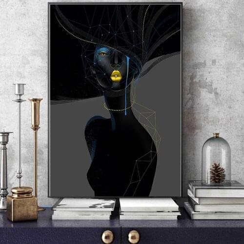 Abstract Nude Women Gold Lips Eyes Oil on Canvas Painting Posters and Prints Scandinavian Wall Picture for Living Room No Frame