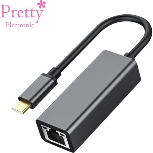Type-C to RJ45 Ethernet Adapter Gigabit Network Card 10/100/1000Mbps Internet Cable Laptop Windows Data Transmission Wire