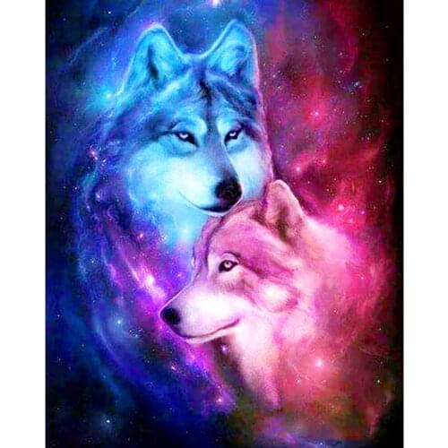 5D DIY Full Square/Round Diamond Painting Ice And Fire Wolf Embroidery Cross Stitch Rhinestone Mosaic Home Decor