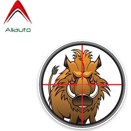 Aliauto Car Stickers Aim At Wild Boar Hunting PVC Decals Cover Scratches for Ford Focus 2 Passat B6 Kia Rio Hyundai ,11cm*11cm