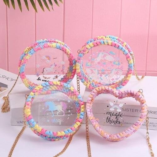 Designer Personality Weaving New Hand-made Transparent Small Round Bags Unicorn Shoulder Messenger Female Bag