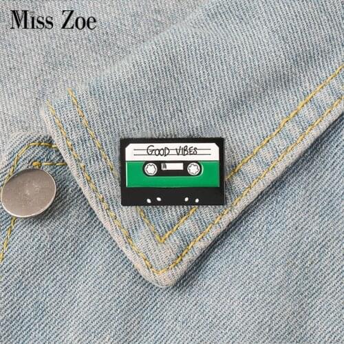 Good Vibe Enamel Pin Vintage Tape badge brooch Lapel pin Denim Jeans shirt bag Cartoon Jewelry Creative Gift for Friends