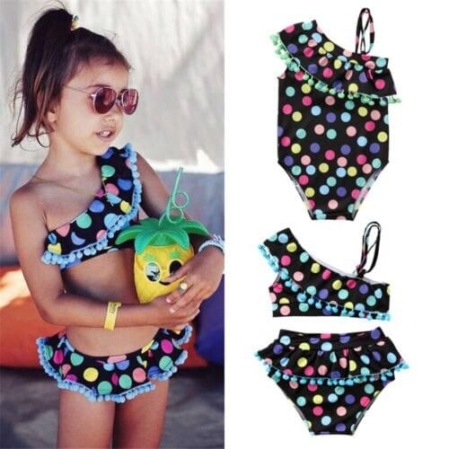 Brand New Toddler Infant Child Kid Baby Girls Colorful Dots Tassel Bikini Set Swimsuit Swimwear Bathing Swimsuit Tassel Set