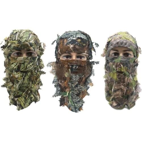 Camouflage Face Mask 3D Leaf Stereo Hunting Mask Hat Camo Face Mask Balaclava Woodland Full Face Mask Hunting Accessories