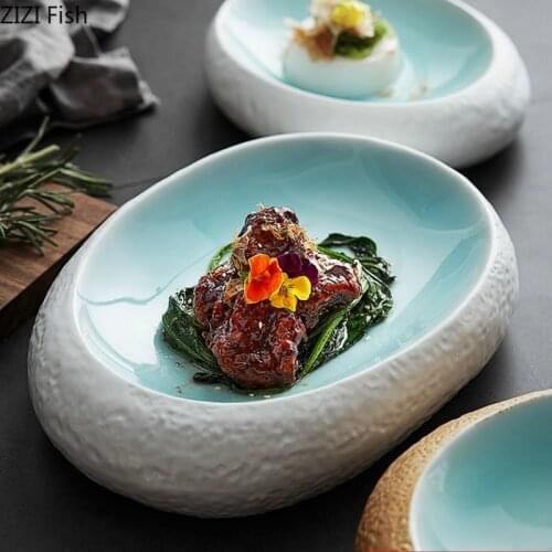 Chinese Style Ceramic Tableware Steak Plate Main Course Dish Modern Creativity Home Restaurant Irregular Dessert Tableware