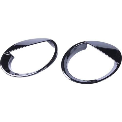 Pack Of 2 Black Chrome Bezels Front Light Headlight Trim Cover For Jeep Direct Replacement