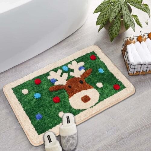 Bath Mat Moose Design Christmas Floor Carpet Door Absorbent Non-slip Mats Small Rugs Gifts Presents