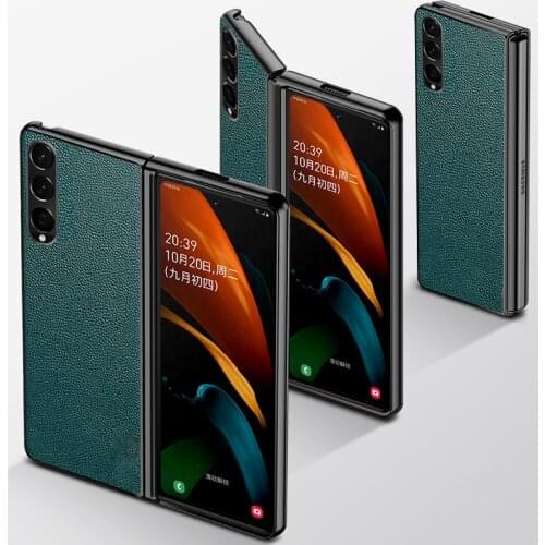 Non-Fingerprint Litchi Leather Cover Case for Samsung Galaxy Z Fold3 Fold 3 2 Fold2 Anti-Knock Protective Phone Bag Coque