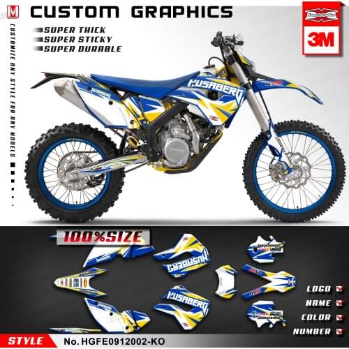 KUNGFU GRAPHICS Dirt Bike Decal Kit Vinyl Wrap MX Sticker for Husaberg FE 390 450 570 FE390 FE450 FE570 2009 2010 2011 2012 Blue