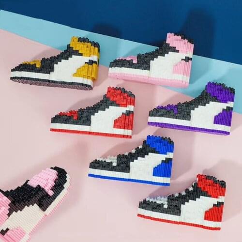 Linkgo Mini Building Block Basketball Shoes Model Legao AJ Sneakers Build-bricks Set DIY Assembly for Kids Gifts Blocks Toy