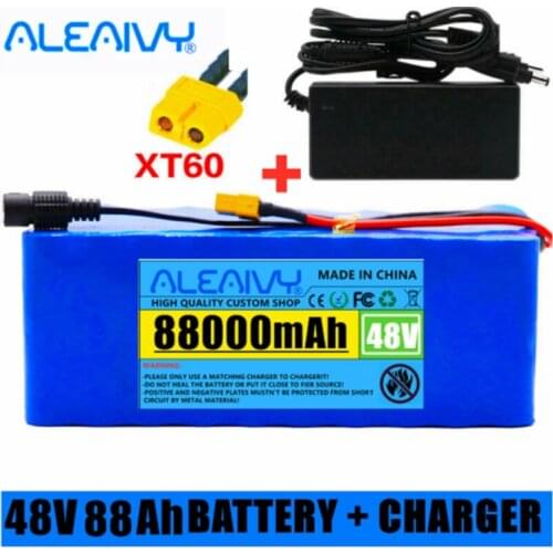 48v 88Ah Lithium Ion Battery 88000mAh 1000w Lithium Ion Battery Pack for 54.6v E-bike Electric Bicycle Scooter with BMS +Charger
