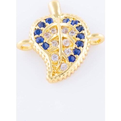 5pcs Fashion Jewelry Bijoux Zircon Leaf Charms For Jewelry Making Wholesale Copper Micro Pave Czech Connectors Charms Diy Gifts