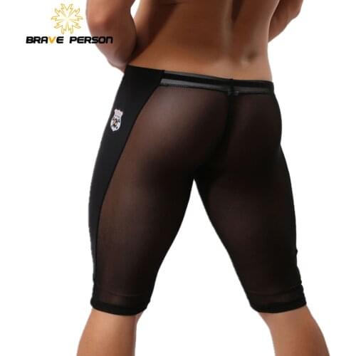 BRAVE PERSON Mens Sexy Transparent Beach Wear Shorts Man Board Shorts Multifunctional Knee-length Tights for Men Trunks Shorts