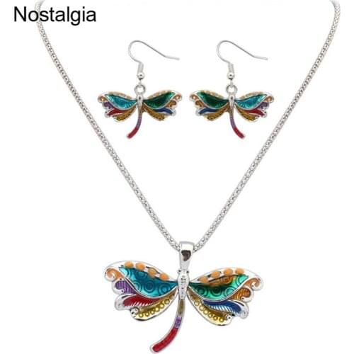 Nostalgia Dragonfly Insect Indian Jewelry Set Wedding Big Necklace Earring Sets Jwellery Women