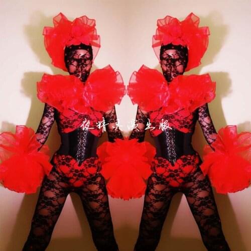 New Sexy Pole/Jazz Dancing Bodysuit For Women Nightclub Gogo Dancer Lace Jumpsuit Bar DSDS Stage Performance Costumes DWY4914