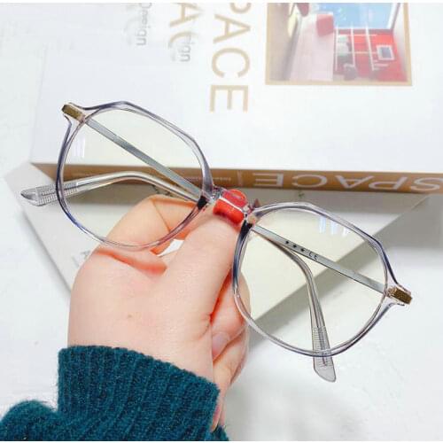 Rose Gold Anti Blue Light Glasses Frames Women Myopia Frame Metal Polygon Computer Eyeglasses for Ladies Bluelight Lens
