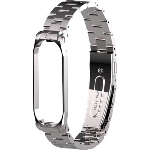 Simple Design Stainless Steel Watch Band Strap Replacement Wrist Bracelet Straps For Mi Band 4 Smart Bracelet Accessories