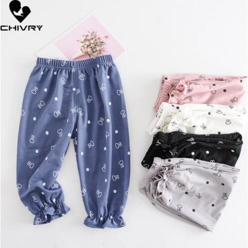 New 2021 Spring Summer Kids Boys Girls Thin Anti Mosquito Pants Cartoon Print Cotton Linen Bloomers Pants Trousers Baby Trousers