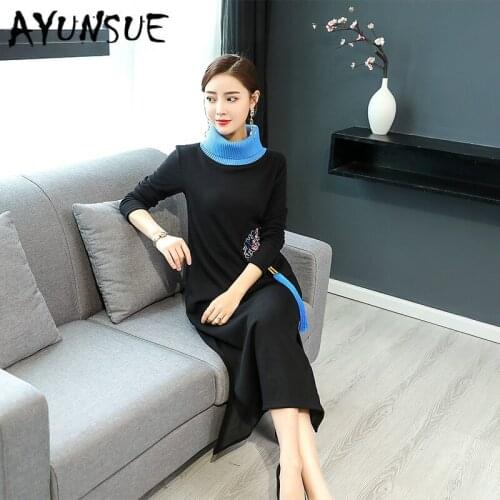 Spring Autumn Dress Women Clothes 2020 Long Dresses Party Dress Embroidery Vintage Dress Elegant Vestidos Robe Femme YY2451