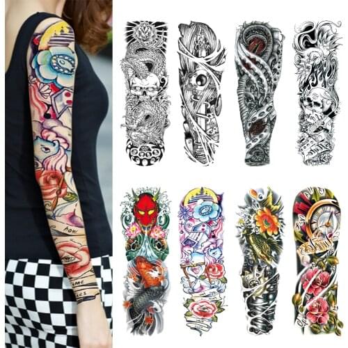 Temporary Waterproof Fake Tattoo Full Arm Large Size Sleeve Sexy Geometric Tattoo Adult Realistic Flash Tattoos For Makeup Tools