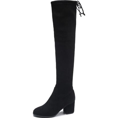 Women Stretch Boots High Quality Warm Boots Winter Shoes Women Casual Flats Boot Long Footwear