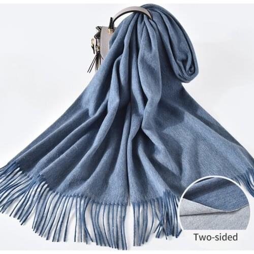 Women 100% Pure Wool Scarves Reversible Warm Cashmere Echarpe Shawl,Wraps for Ladies Autumn Winter Fine Wool Scarf Foulard Femme