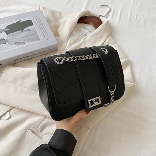 Embroidery Thread Chain PU Leather Crossbody Bags for Women 2020 Fashion Shoulder Handbags Female Travel Cross Body Bag