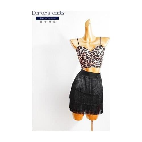 2020 new latin dance dress half-length skirt female flowing fringe skirt split short skirt dance practice clothes