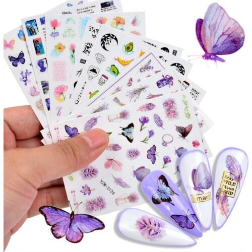 2021 Hot 3D Nail Sticker Paper Butterfly Pattern Transfer Beautiful Decals Decoration Nail Art Wraps DIY Design Accessories