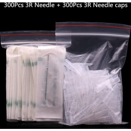 300Pcs 3R Needles And 300Pcs 3R Needles Caps For Permanent Makeup Good Quality Traditional Tattoo Needles Independent Package