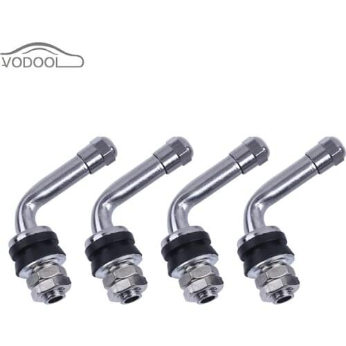 4Pcs 90 Degree Angle Bolt-in Tubeless Chrome Plated Metal Tire Valve Stems L Shaped Car Tyre Valve Stem Auto Accessories