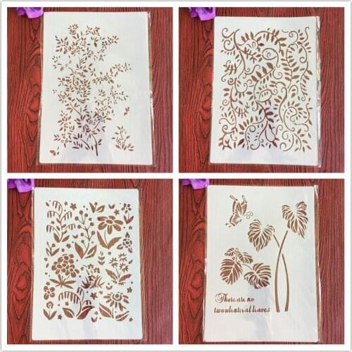 4pcs / set A4 Stencils Painting Coloring Embossing Scrapbook Album Decorative Template for walls Mandala stencil templates