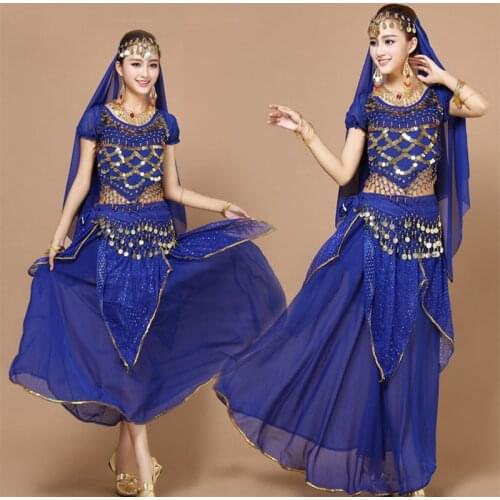 4pcs/Set Women Belly Dancing Costume Performance Dancewear Bellydance Clothes Skirt Woman Egyptian Adult Belly Dance Costume Set