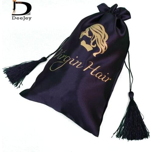 Stock hair packaging polyester satin gift bags 18x30cm white hot pink black bag for packing hair or other gifts crafts 50pcs lot