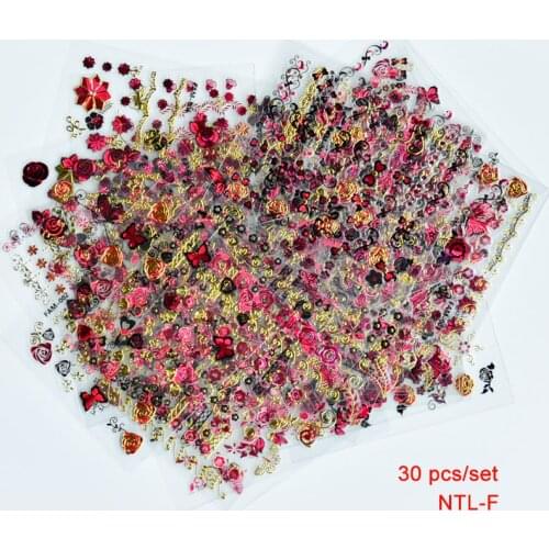 30PCS/Lot Hot Sale 2018 New Arrival Fashion Butterfly Flower 3D Nail Sticker Nails Art Decals 6*5cm