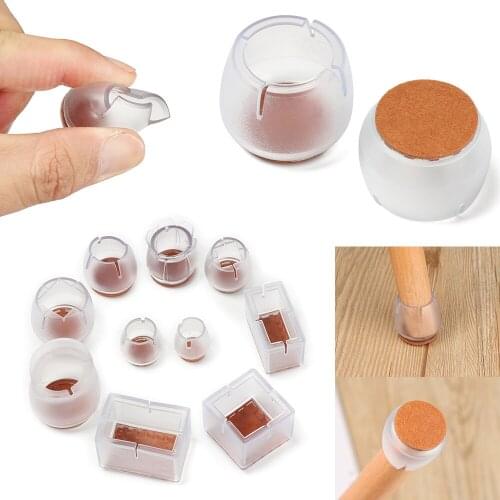 12Pcs Mute Solid Silicone Thick Wear-resistant Anti-slip Furniture Table Feet Cover Wood Floor Protector Chair Leg Caps Pads