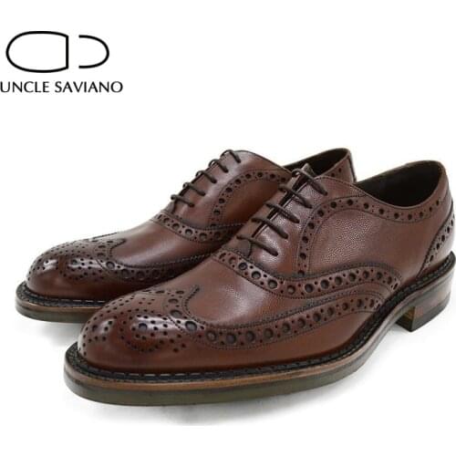 Uncle Saviano Oxford Brogue Designer Dress Best Men Shoes Wedding Business Style Man Shoe Luxury Leather Handmade Shoes for Men