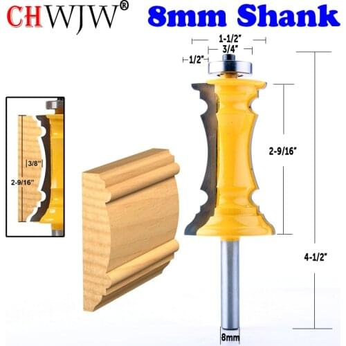 CHWJW 1pc 8mm Shank Mitered Door Molding & Chair Rail Router Bit Line knife Door knife Tenon Cutter for Woodworking Tools