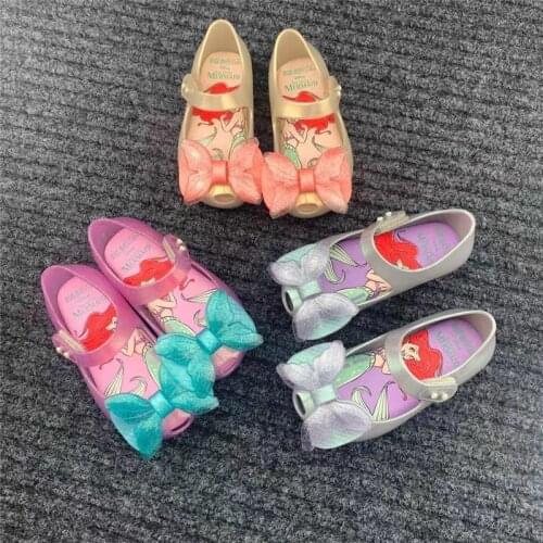 Hot Girls 2020 New Mini Melissa Mermaid Jelly Shoes Kids Beach Sandals Children Princess Candy Non-slip Melissa Sandals