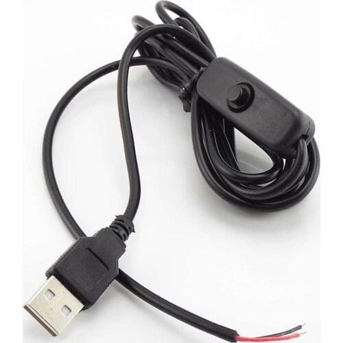 2pin 5V 12V USB Extension Cable Connector power control cord LED chips light on/off Switch Electrical Wire For strip Lighting s1