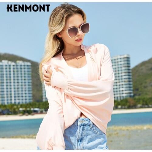 KENMONT fashion bat sleeves driving breathable sunscreen clothing women summer riding thin long-sleeved anti-UV coat clothes