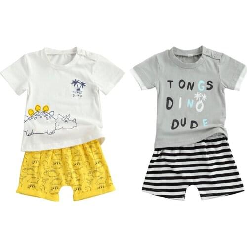 Baby Boy Clothes Set Short Sleeve T-shirt+ Shorts 2pcs Casual Style Summer Print Clothing