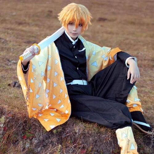 Demon Slayer Cosplay Costume Kimetsu No Yaiba Kamado Tanjirou Nezuko Zenitsu Anime COS Clothes Kimono Uniform Cloak Devil Blade