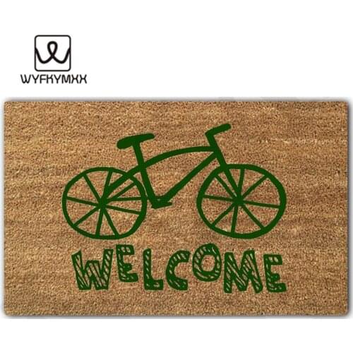 Kitchen floor mats non slip Bicycle Welcome design doormat for entrance door Funny Front indoor rug mat non slip 18 x 30 doormat