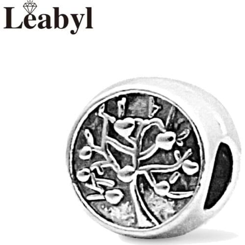 Leabyl Vintage Silver Color Tree of Life Round Charm for DIY Bracelet & Bangle