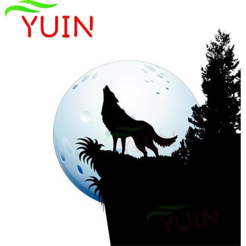 Personality Howling Wolf In The Forest Car Sticker Fashion PVC Bumper Decoration Accessories Motorcycle Waterproof Decal 18*15cm